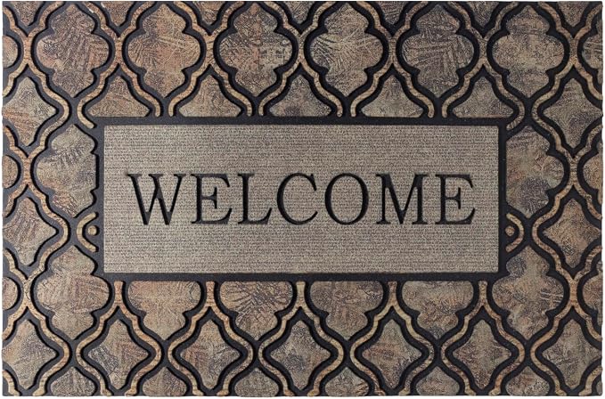 LUMI Outside Welcome Door Mat 24x36, Non-Slip Durable Rubber Easy Clean